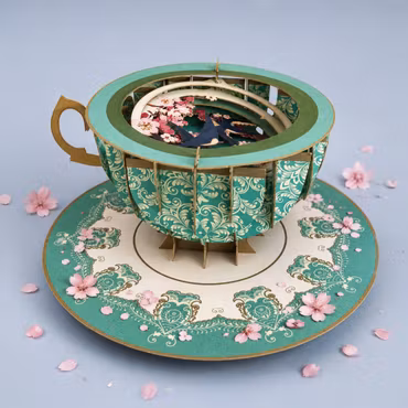 A Cup of Tea Pop Up Card - Hummingbirds