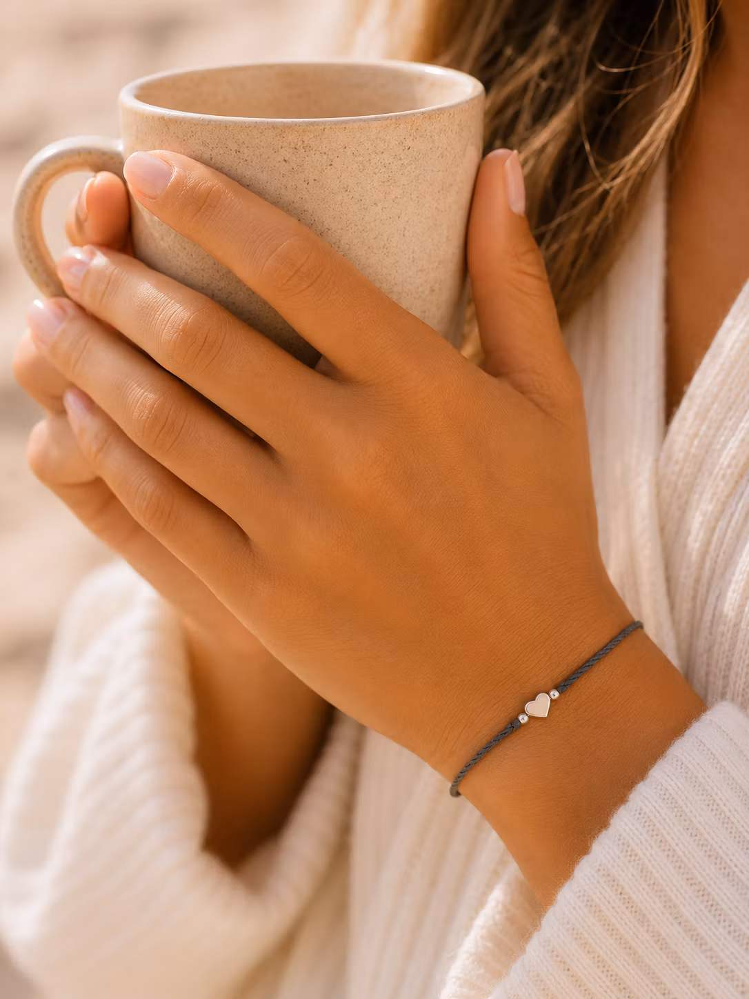 Bali Bliss Armbånd - Hjerte - Gråblå
