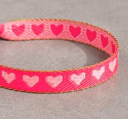 Ribbon Bracelet - Pink Hearts