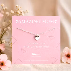 Lucky Feather - Amazing  Mum - Heart Silver Necklace