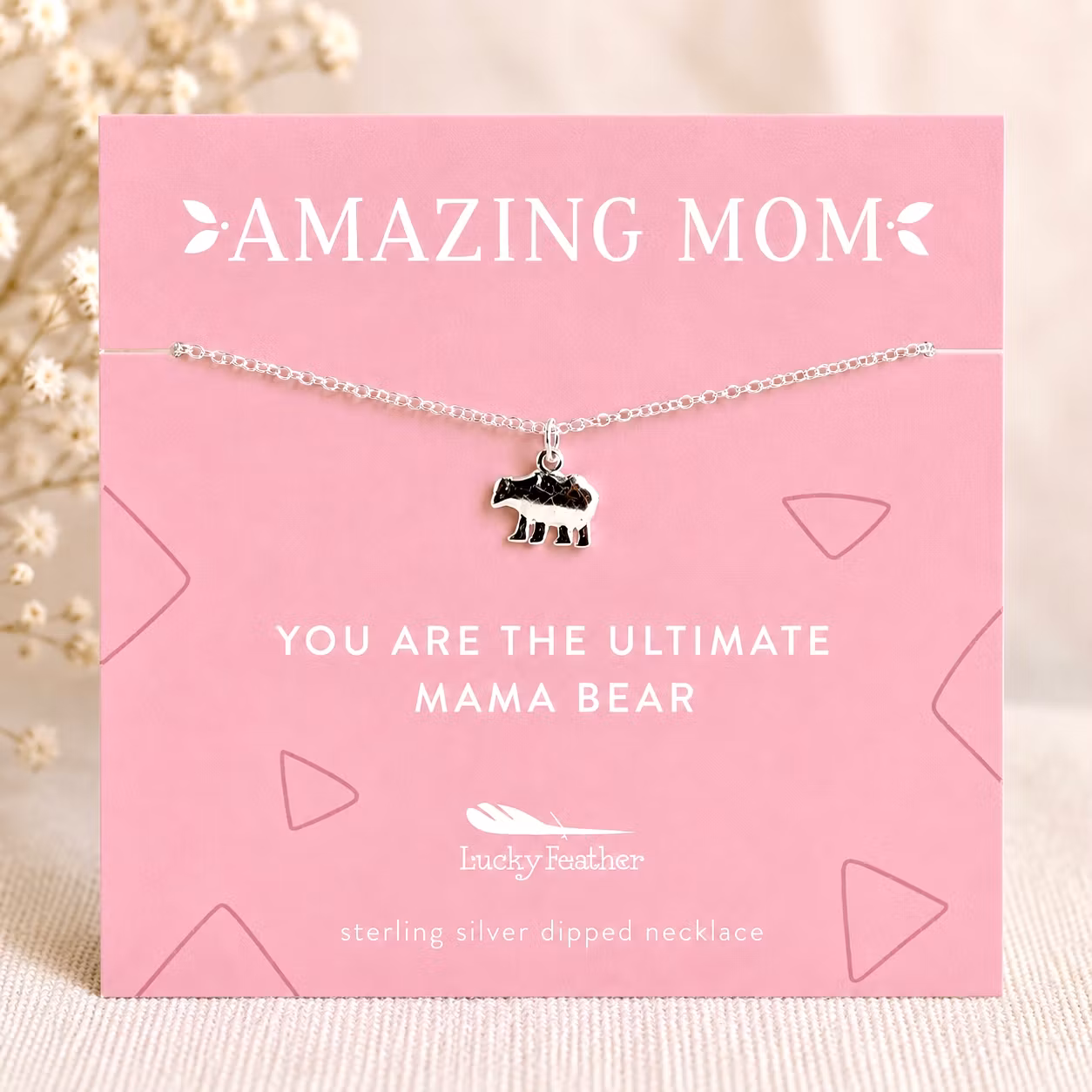 Lucky Feather - Amazing Mum – Mama Bear Sølvkjede