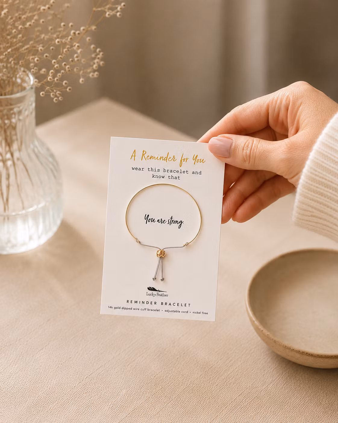 Lucky Feather - "You are STRONG" Bracelet