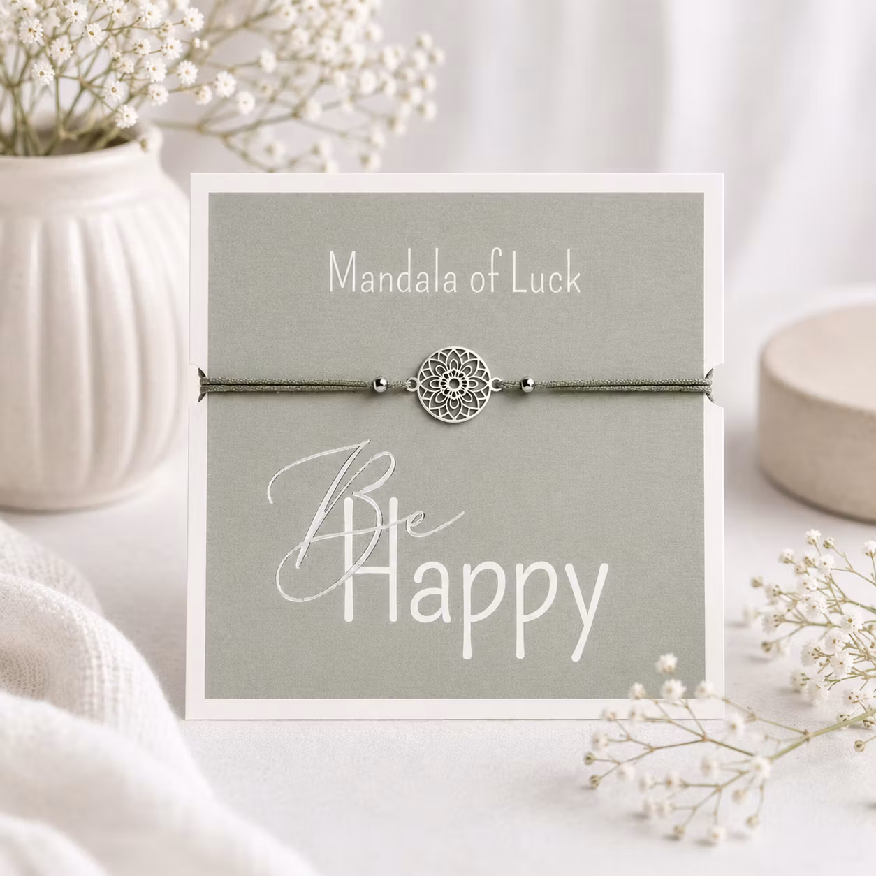 Crystals HCA Jewellery -  "Be Happy Bracelet" -SILVER plated Mandala of Luck