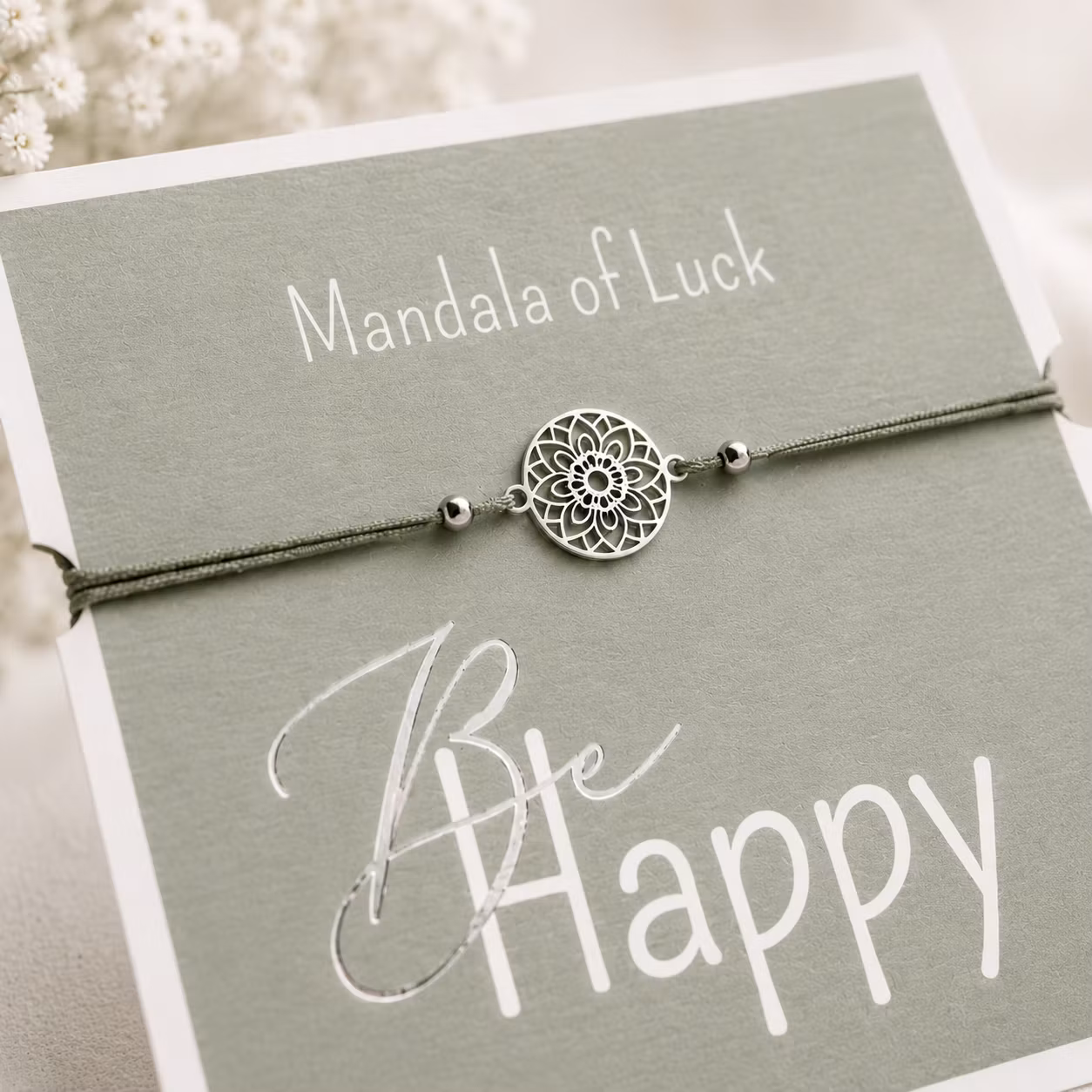 Crystals HCA Jewellery -  "Be Happy Bracelet" -SILVER plated Mandala of Luck