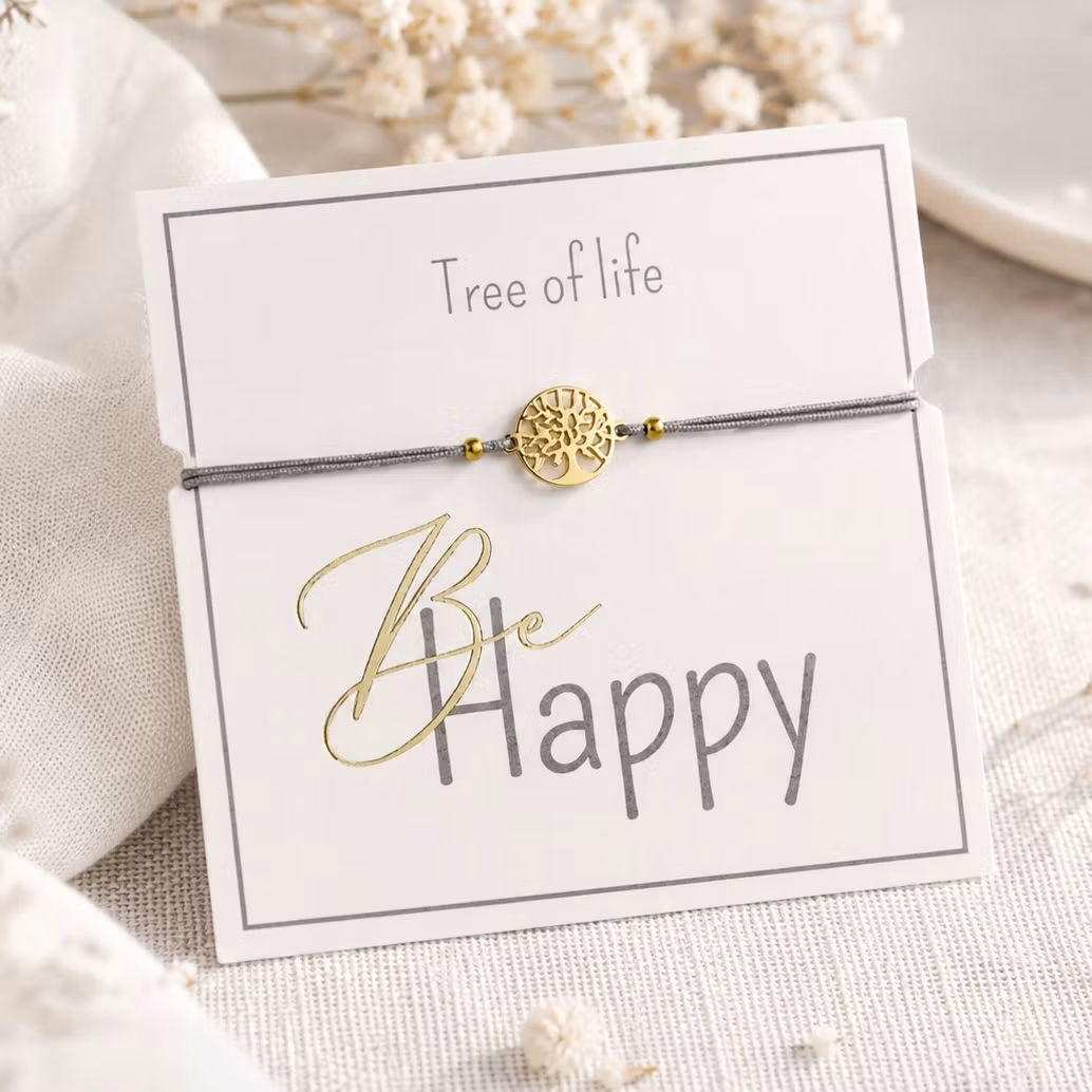 Crystals HCA Jewellery -  "Be Happy Bracelet" - Goldplated  Tree of Life