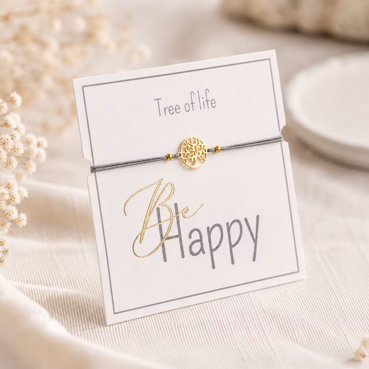 Crystals HCA Jewellery -  "Be Happy Bracelet" - Goldplated  Tree of Life