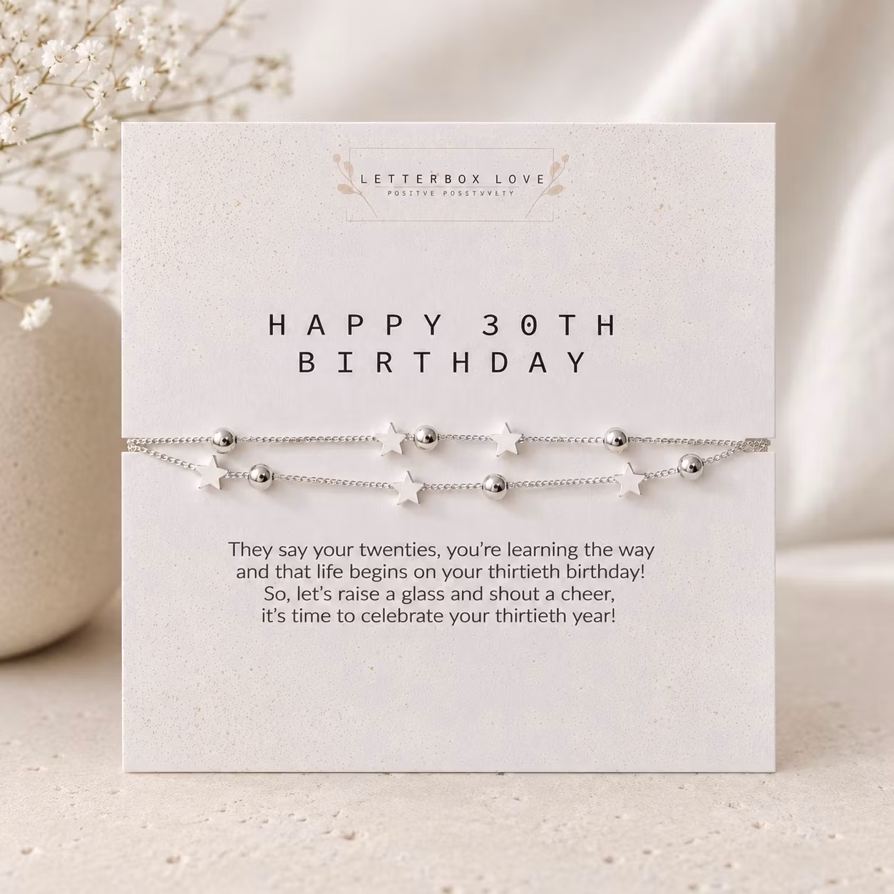 Letterbox Love - 30th Milestone Birthday Silver Bracelet