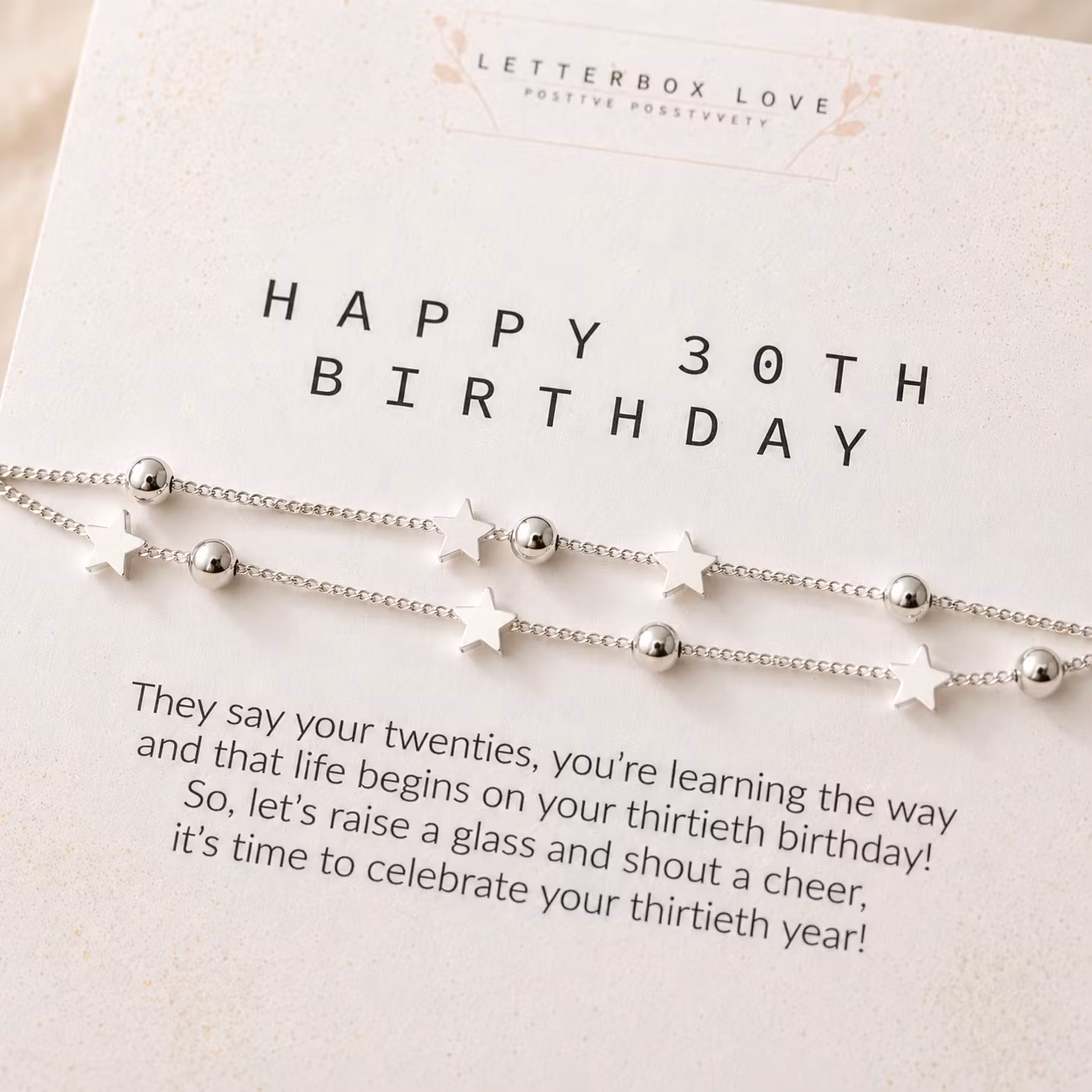 Letterbox Love - 30th Milestone Birthday Silver Bracelet