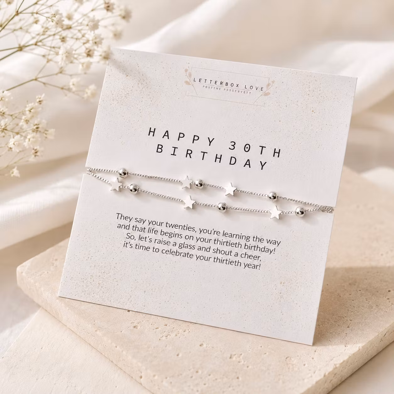 Letterbox Love - 30th Milestone Birthday Silver Bracelet