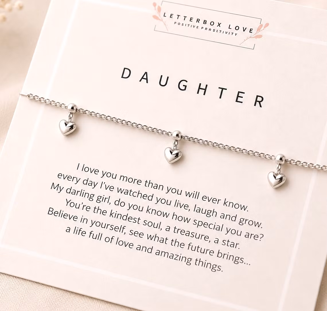 Letterbox Love - Daughter Wish  Silver Bracelet