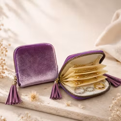 Elegant smykkepung i myk velur