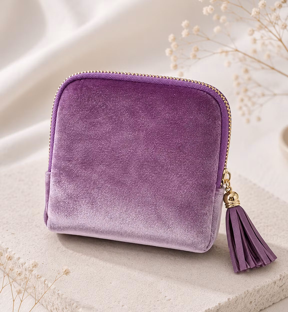 Elegant smykkepung i myk velur