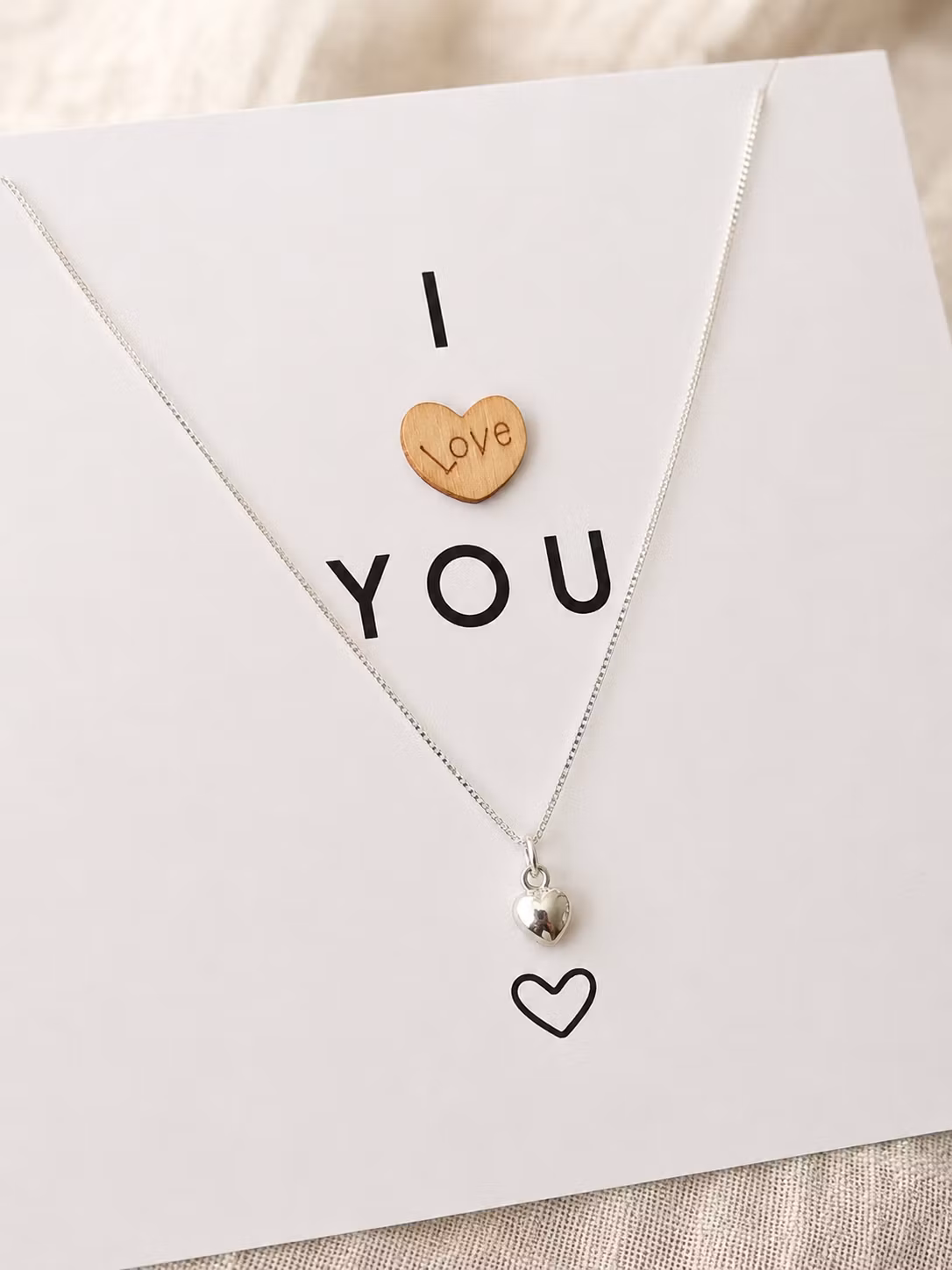 I ♥ YOU - kort med sølvkjede