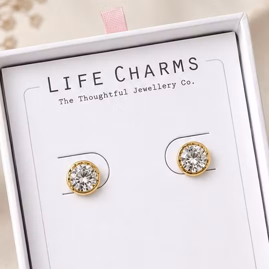 ´Life Charms - Crystal Gullbelagte Øredobber