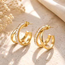 Doble Hoops med Glitrende Steiner