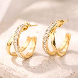 Doble Hoops med Glitrende Steiner