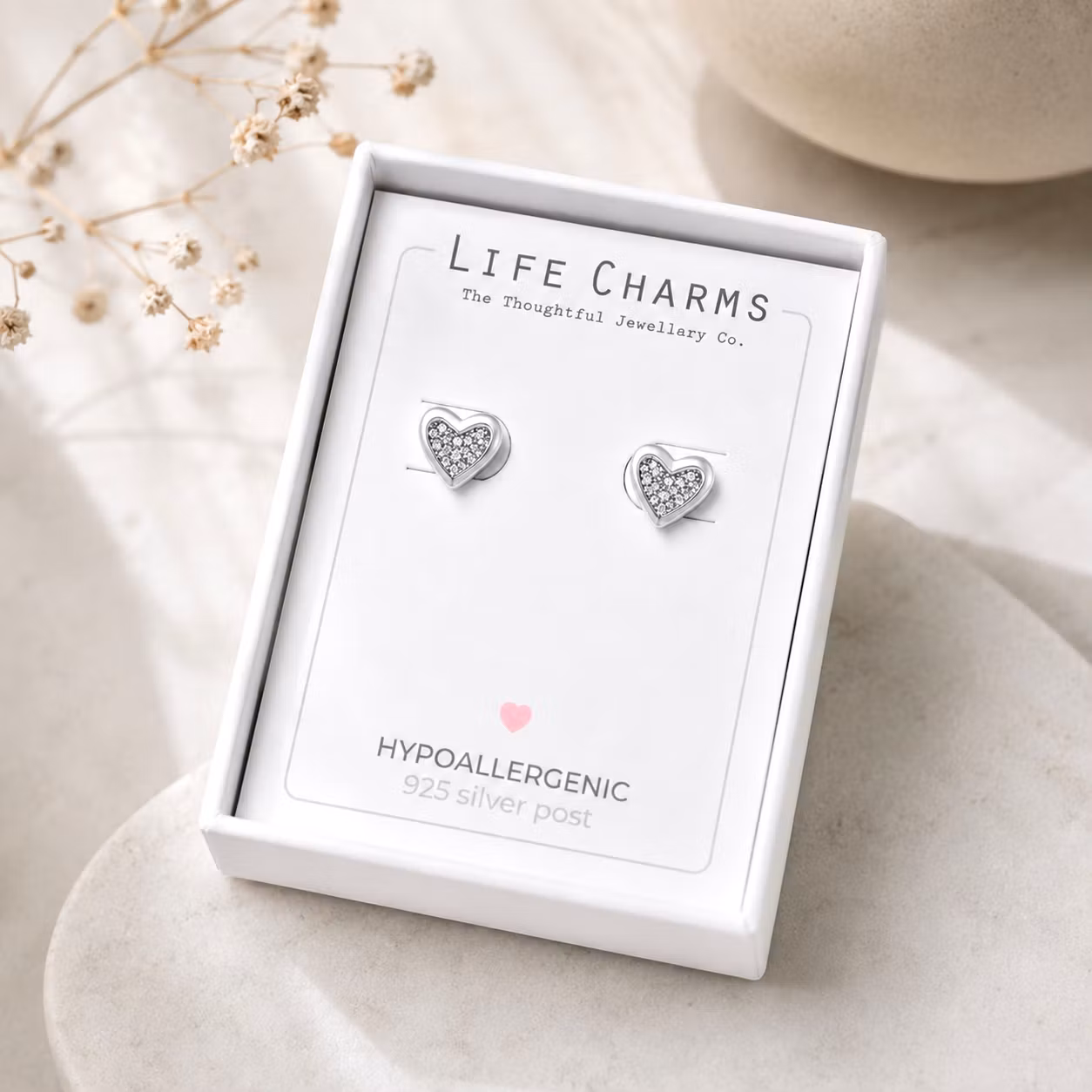 Life Charms - Hjerte Sølv øredobber