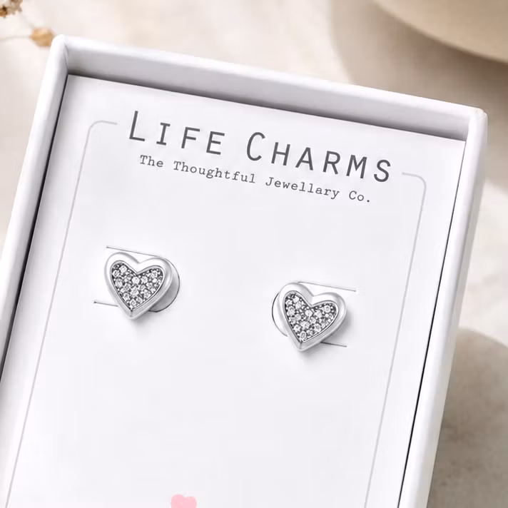 Life Charms - Hjerte Sølv øredobber