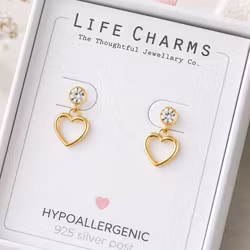 Life Charms - Gullbelagte hjerte øredobber