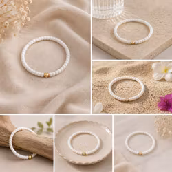 Glass Beads Stretch Bracelet - Hvit
