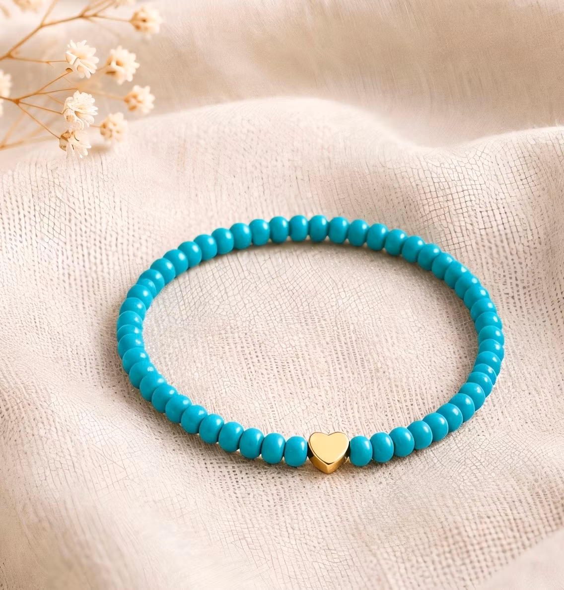Glass Beads Stretch Bracelet - Turkis