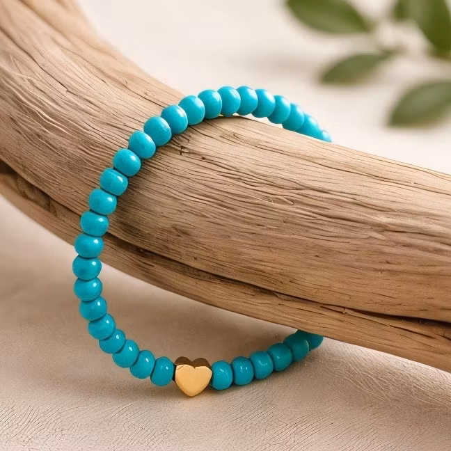 Glass Beads Stretch Bracelet - Turkis