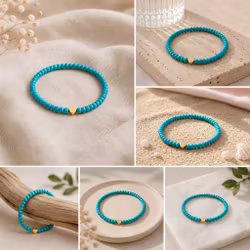 Glass Beads Stretch Bracelet - Turkis