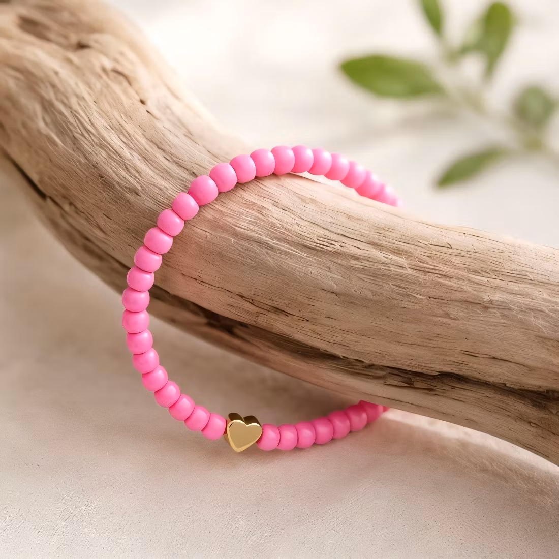 Glass Beads Stretch Bracelet - Pink