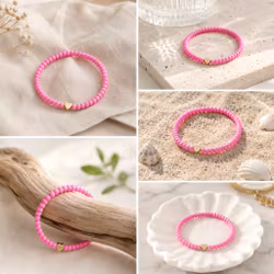 Glass Beads Stretch Bracelet - Pink