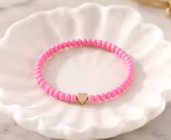 Glass Beads Stretch Bracelet - Pink