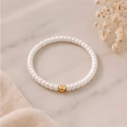 Glass Beads Stretch Bracelet - Hvit