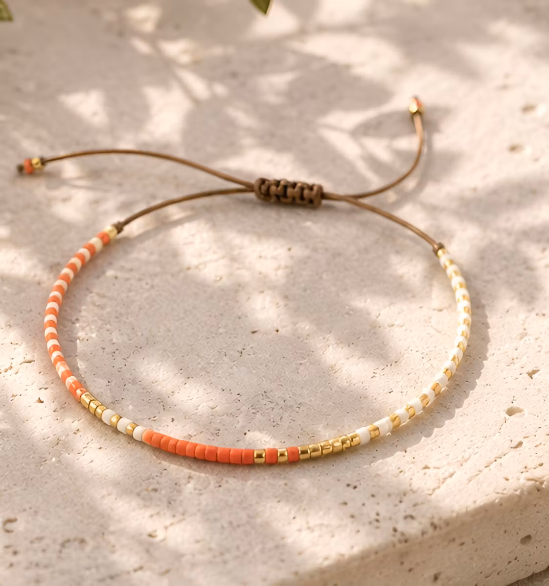 Mini Beads Armbånd - Gull/Orange