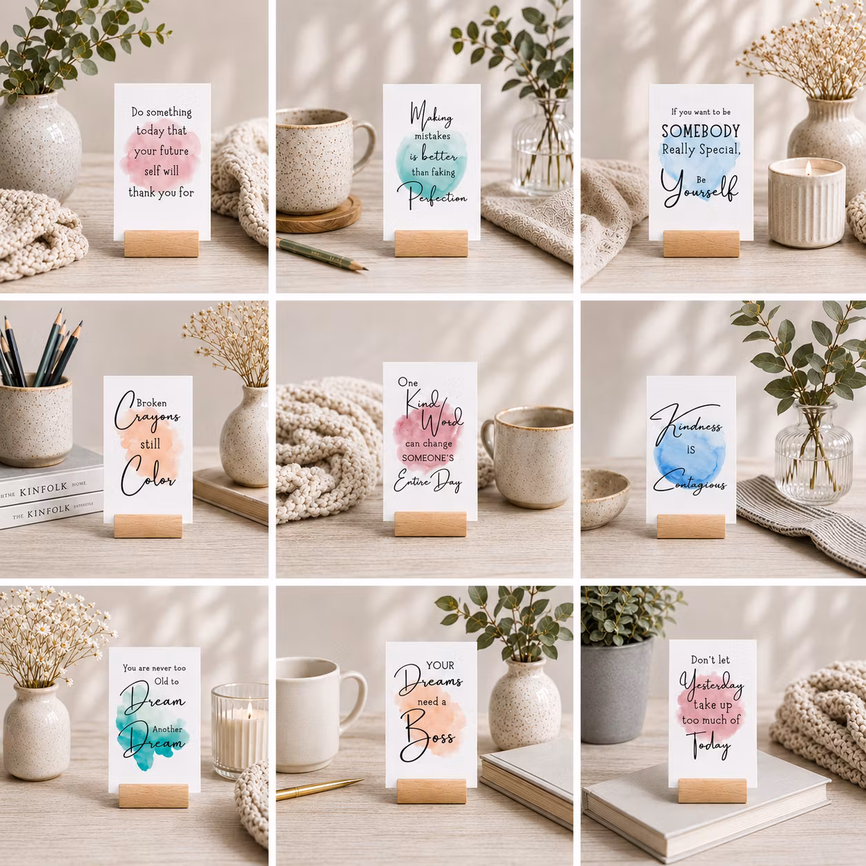9pk Positive Cards -m/Kortholder