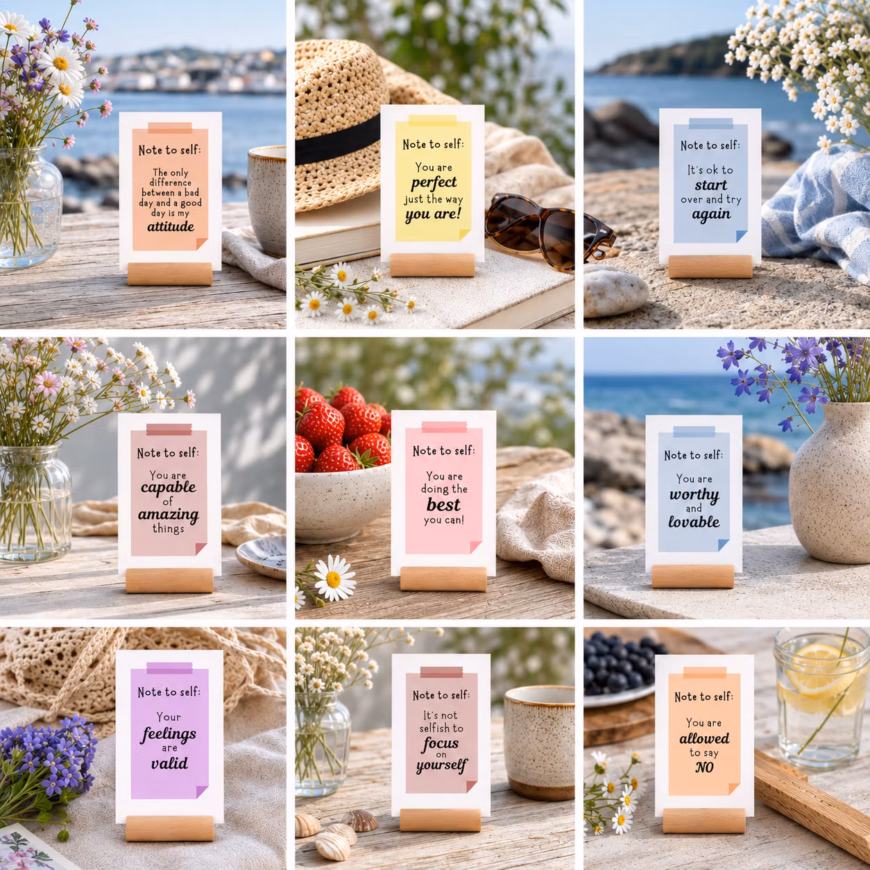 9pk Raus Hverdag kort - Note to Self m/Kortholder