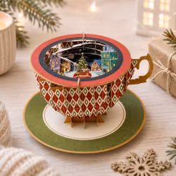 A Cup of Tea Pop Up Card - Christmas Village
