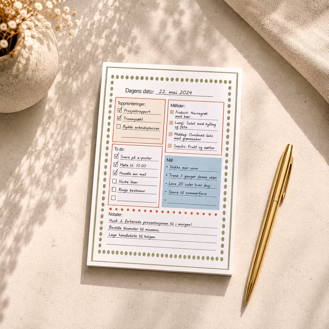 Daise &. Co: Daily Planner Notepad