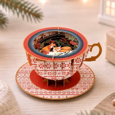 A Cup of Tea Pop Up Card - Winter Fox Tea