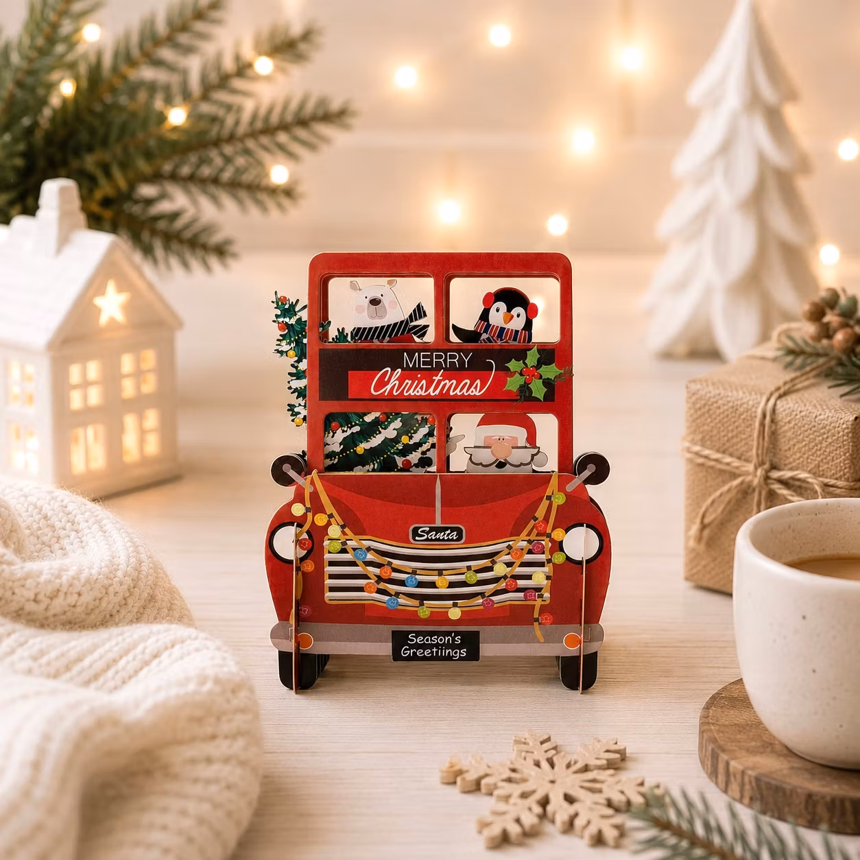Alljoy Design -  Popup Julekort - Julebuss