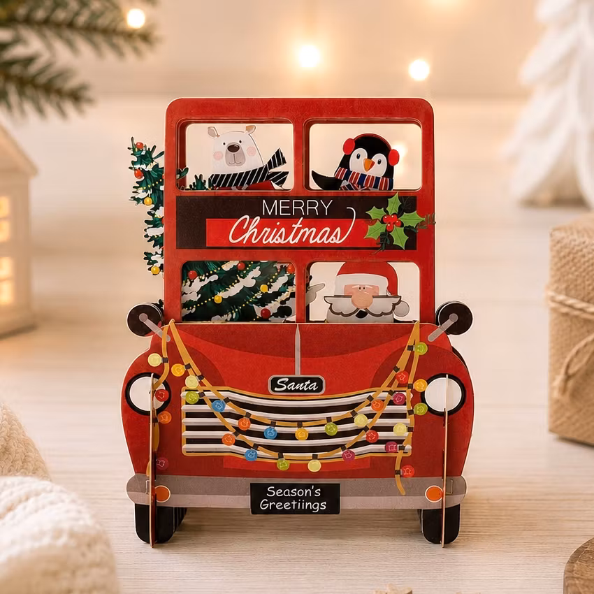 Alljoy Design -  Popup Julekort - Julebuss