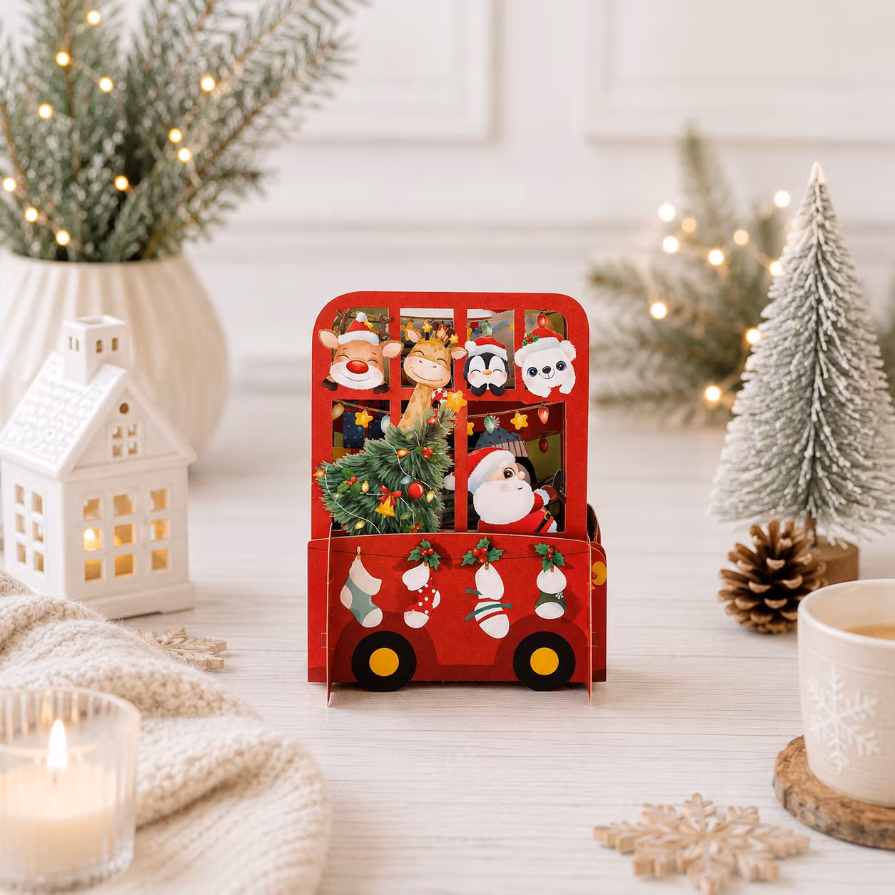 Alljoy Design -  Popup Julekort - Julebuss