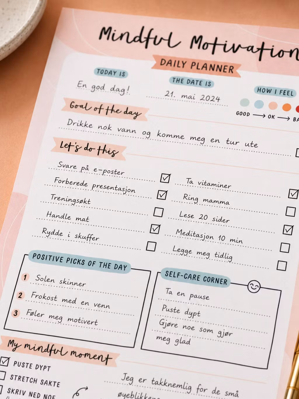 Inky in The Wild - A5 Mindful Motivation Daily Planner