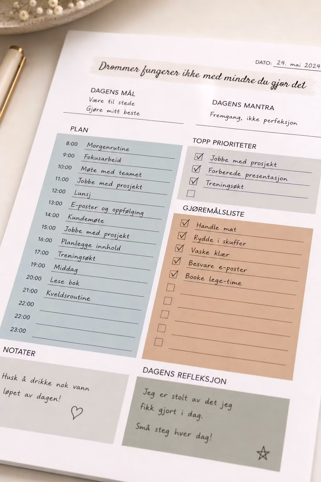 Daise & Co Notepad - Dreams don’t work unless you do