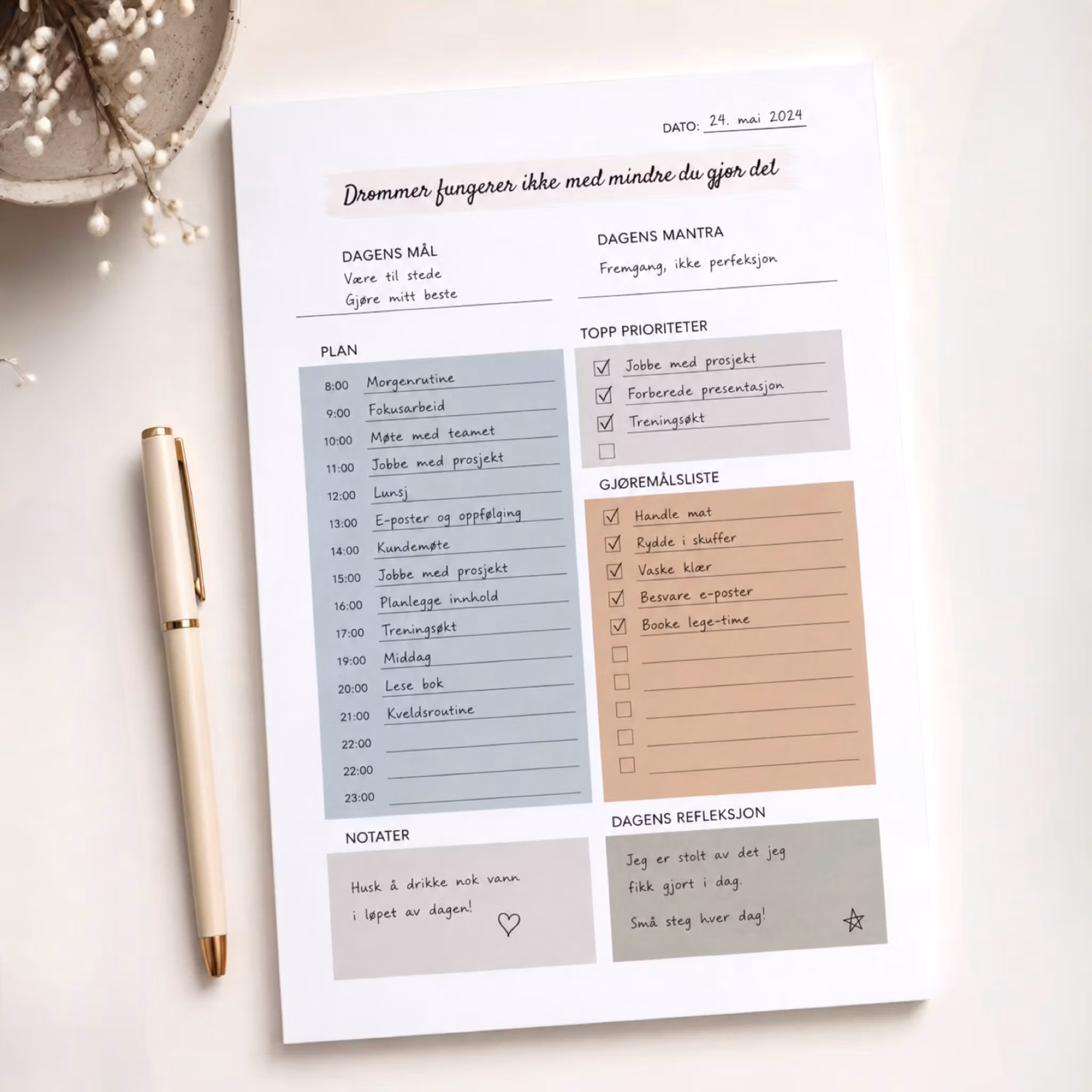 Daise & Co Notepad - Dreams don’t work unless you do