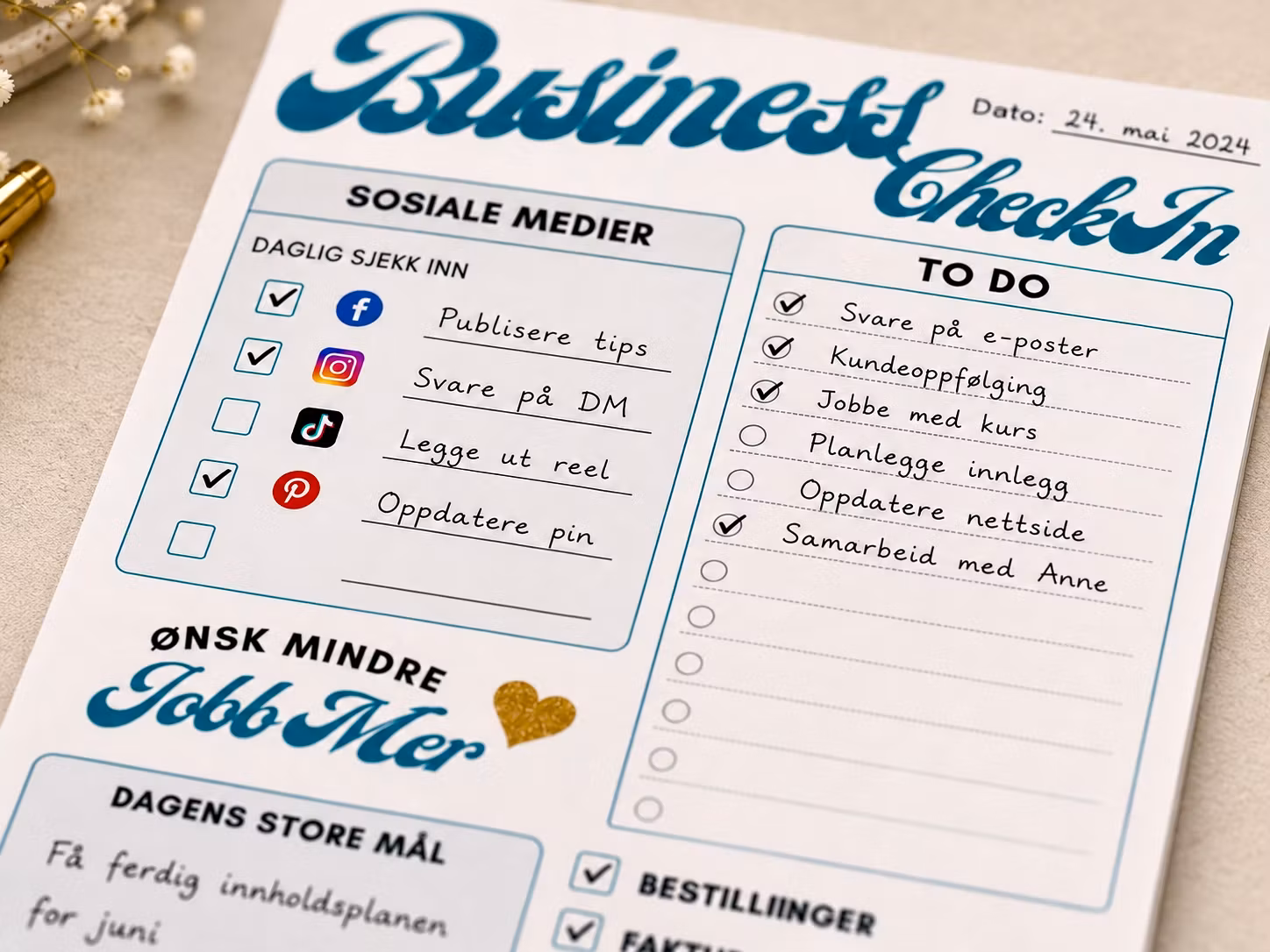 LLB Design Studio - Business Check-in Notepad