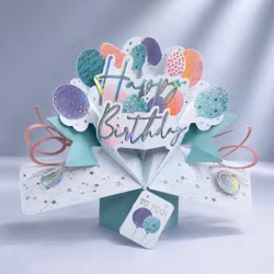 Second Nature  Pop-up Card - Birthday Balloons Pastel