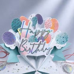 Second Nature  Pop-up Card - Birthday Balloons Pastel