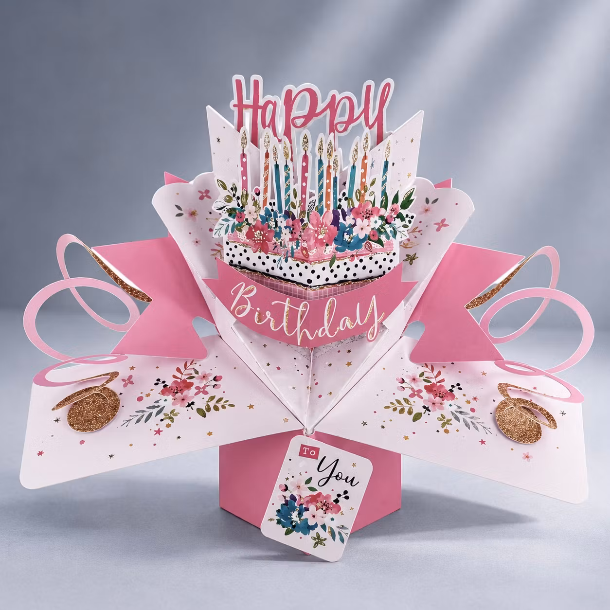 Second Nature  Pop-up Card - Pink Birthday Cake