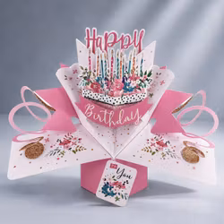 Second Nature  Pop-up Card - Pink Birthday Cake