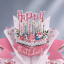 Second Nature  Pop-up Card - Pink Birthday Cake