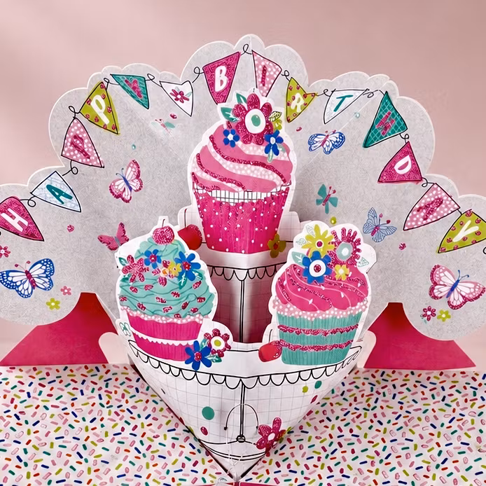 Second Nature  Pop-up Card - Cupcake Birthday